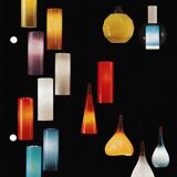 Ensemble de 2 lampes suspendues en verre Nordisk Solar Compagni / Holmegaard “74105” / Design danois moderne des années 1960.