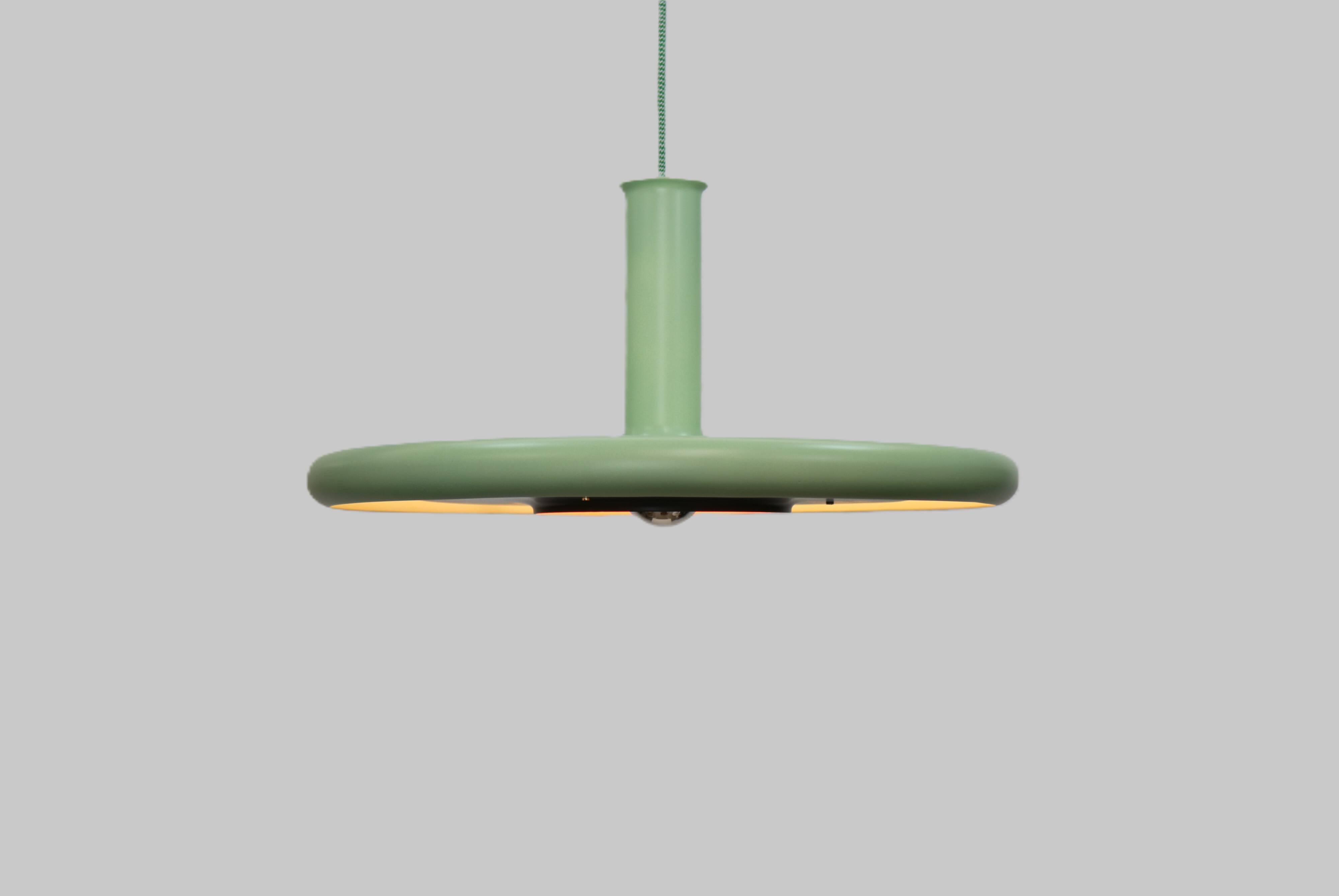 Mint green XL Fog & Morup Optima Pendant Lamp: Hans Due Design, Denmark 1970