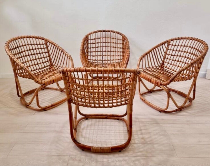 Rattan armchair by Tito Agnoli for Pierantonio Bonacina, Italy 1958