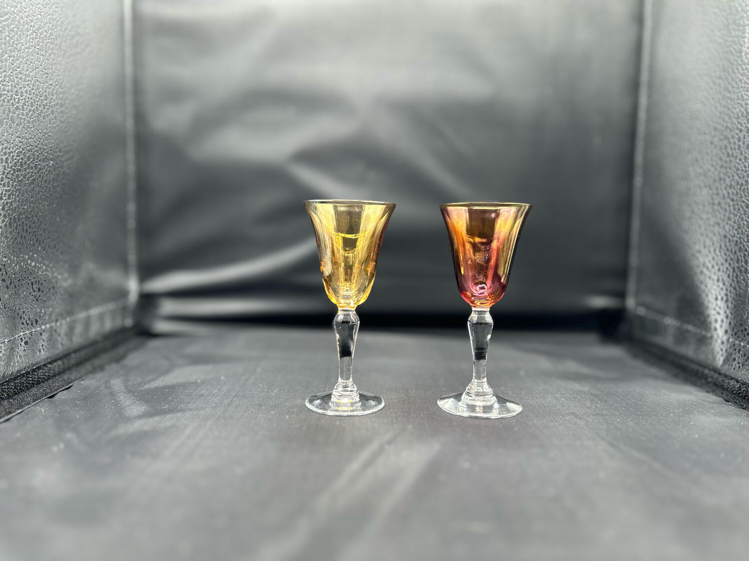 6 crystal coloured liquor glasses