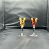 6 verres à liqueurs couleur en cristal