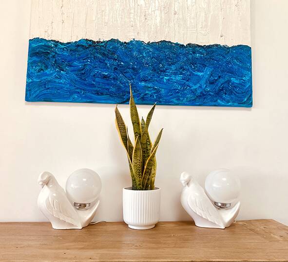 Bird lamp "dove" in white ceramic, 1970