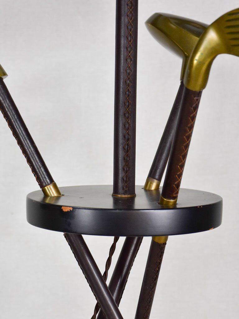 Lamppost club of golf club annees 70 leather wood and brass
