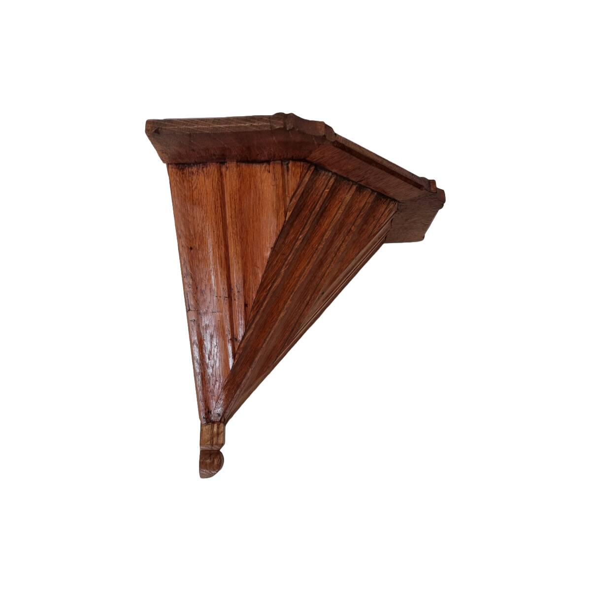 Antique Oak Corner Wall Console, late 1800s