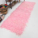 Tapis runeur rose vintage 98x314cm