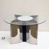 Space age Italian coffee table in steel with lighting, 1970s