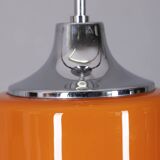 Vintage 1970s chandelier in metal and orange glass, italian design