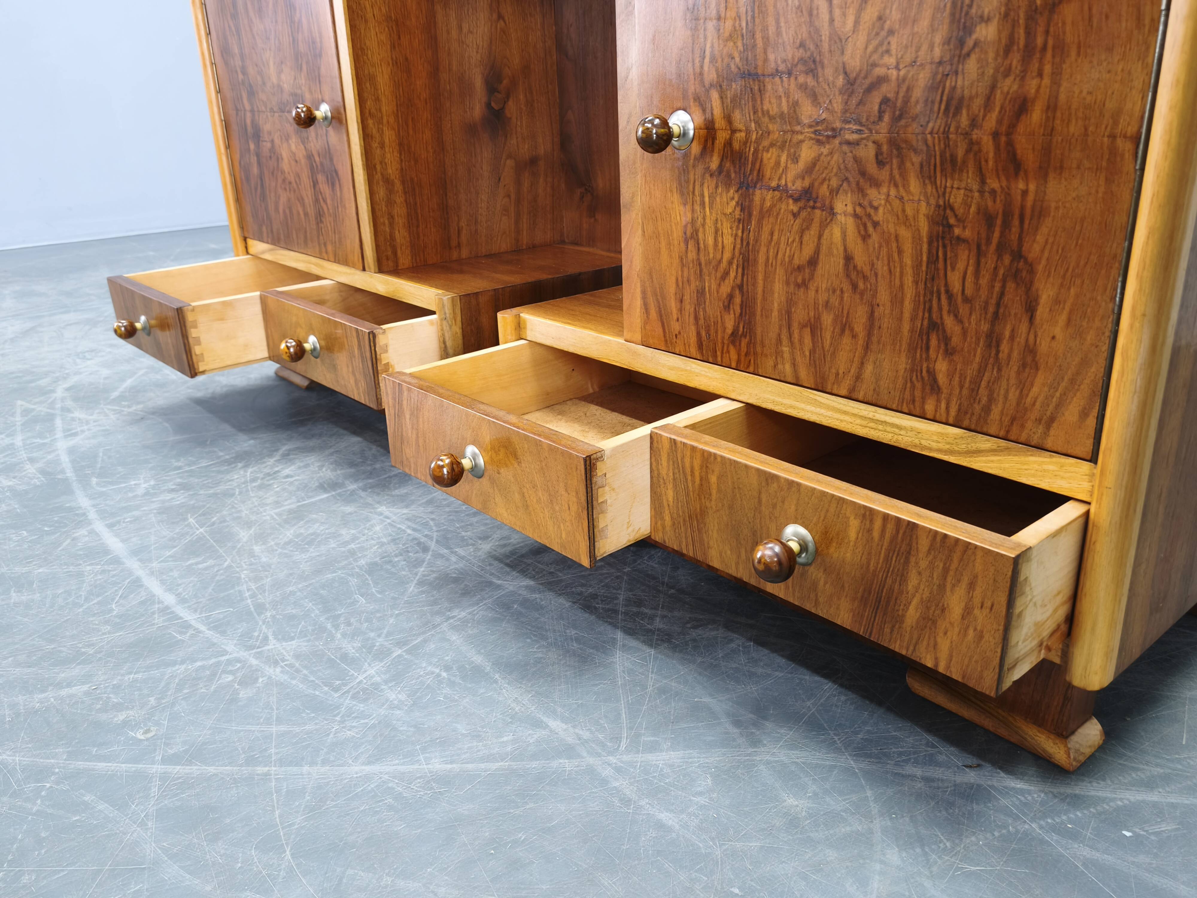 Pair of Italian Mid-Century Walnut Nightstands, 1950s