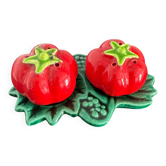 Tomato slushie, salt and pepper shakers