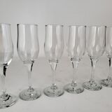 Set of 6 glass champagne flutes