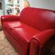 Red 2-seater Club Sofa in coated leather – Maison Pavane