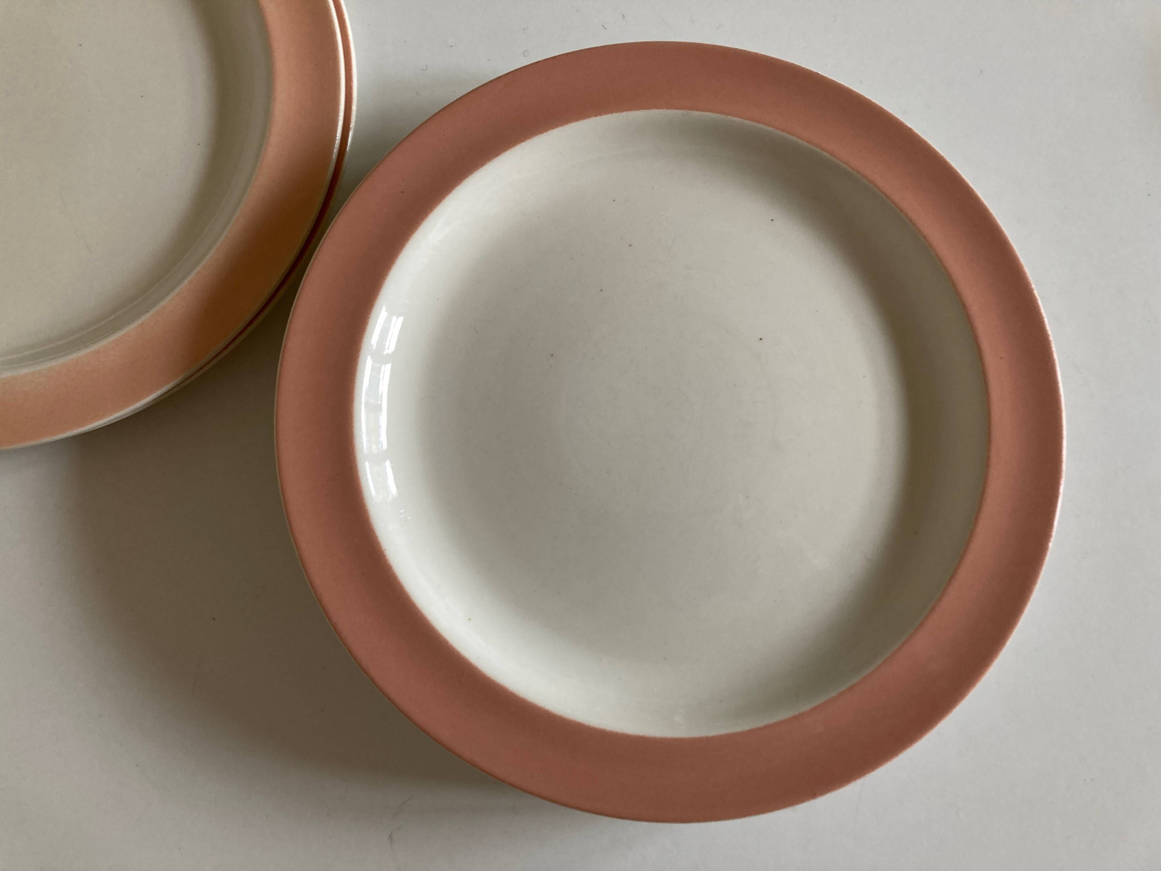 Set of 6 flat plates 1958 mid century Boch Frères Keralux Belgium