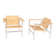 Pair of wicker and chrome armchairs