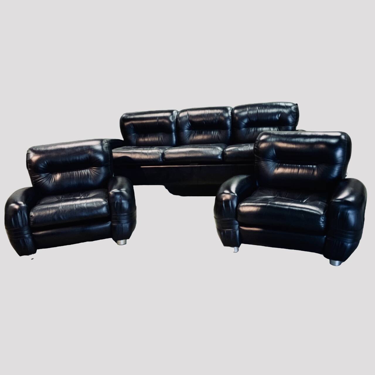 3 Room Living Room, Italy 1970/80 Black “adriano Piazessi”