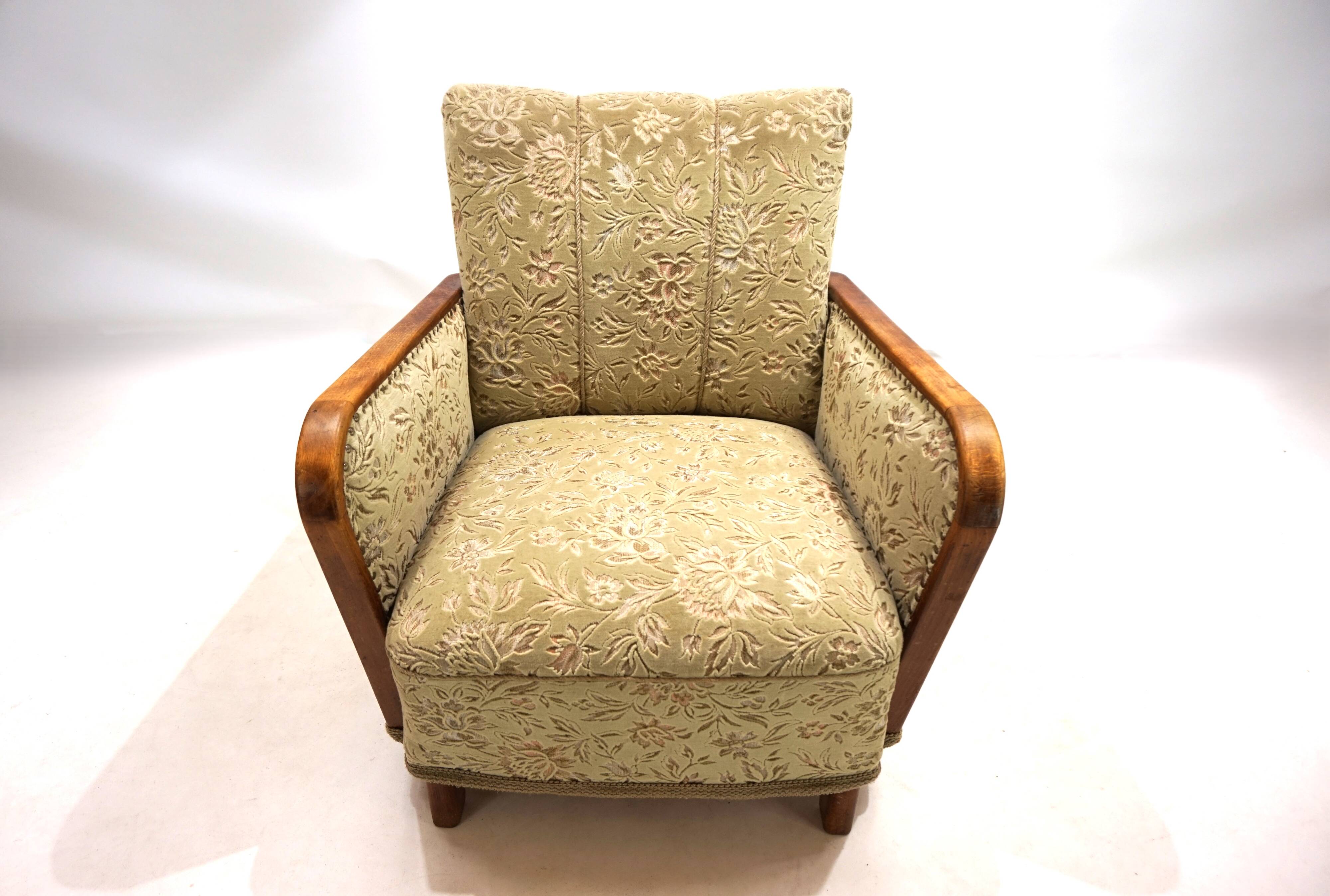 Fauteuil de salon Art Déco en jacquard de velours, 1930