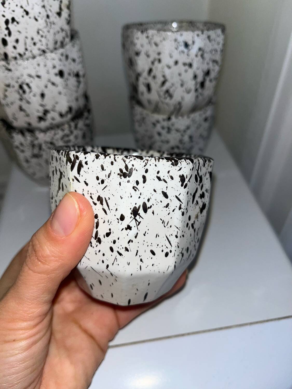 6 speckled ceramic coffee cups