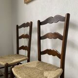 Pair of rustic oak straw chairs
