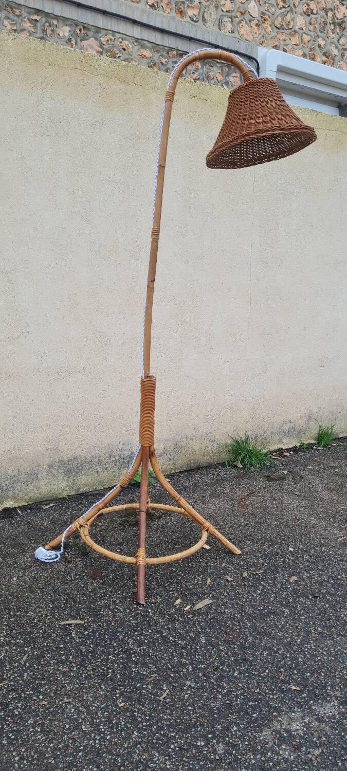 Vintage rattan floor lamp