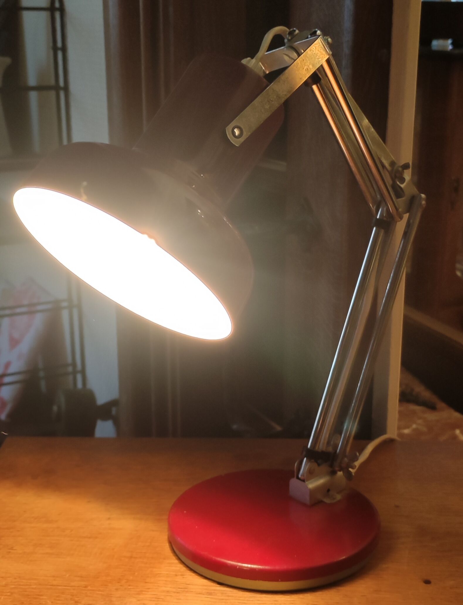 Vintage articulated table lamp red metal