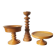 Vintage decor trio: candlestick and light wood bowls in Scandinavian style.
