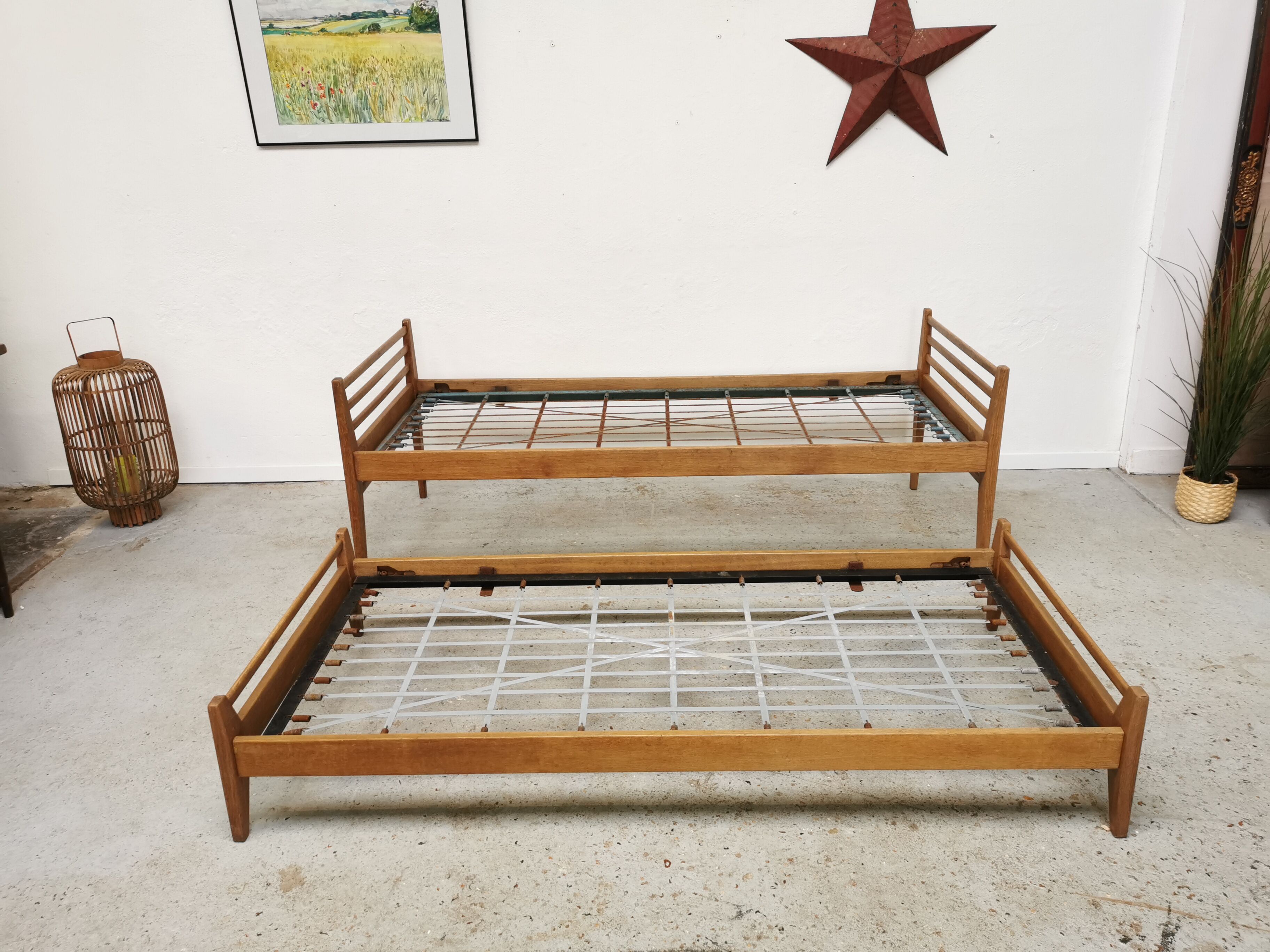 Pair of vintage beds Marcel Gascoin 1950