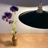 Vintage green enamelled sheet metal lampshade pendant light