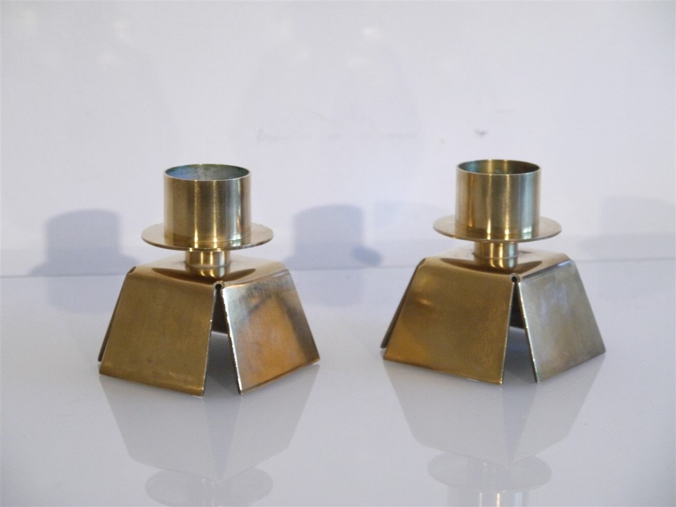 Pair of vintage Danish brass candle holders 1970