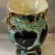 Pair of Vallauris vases in turquoise and black ceramic enhanced with o