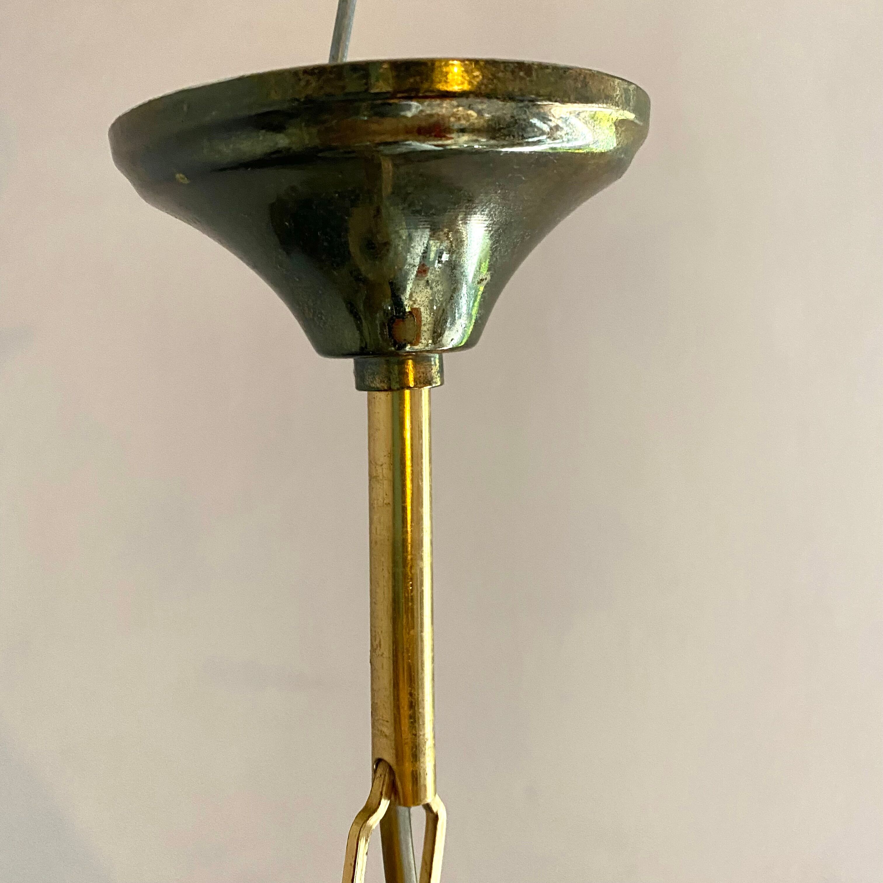 Pair of vintage amber glass pendant lamps