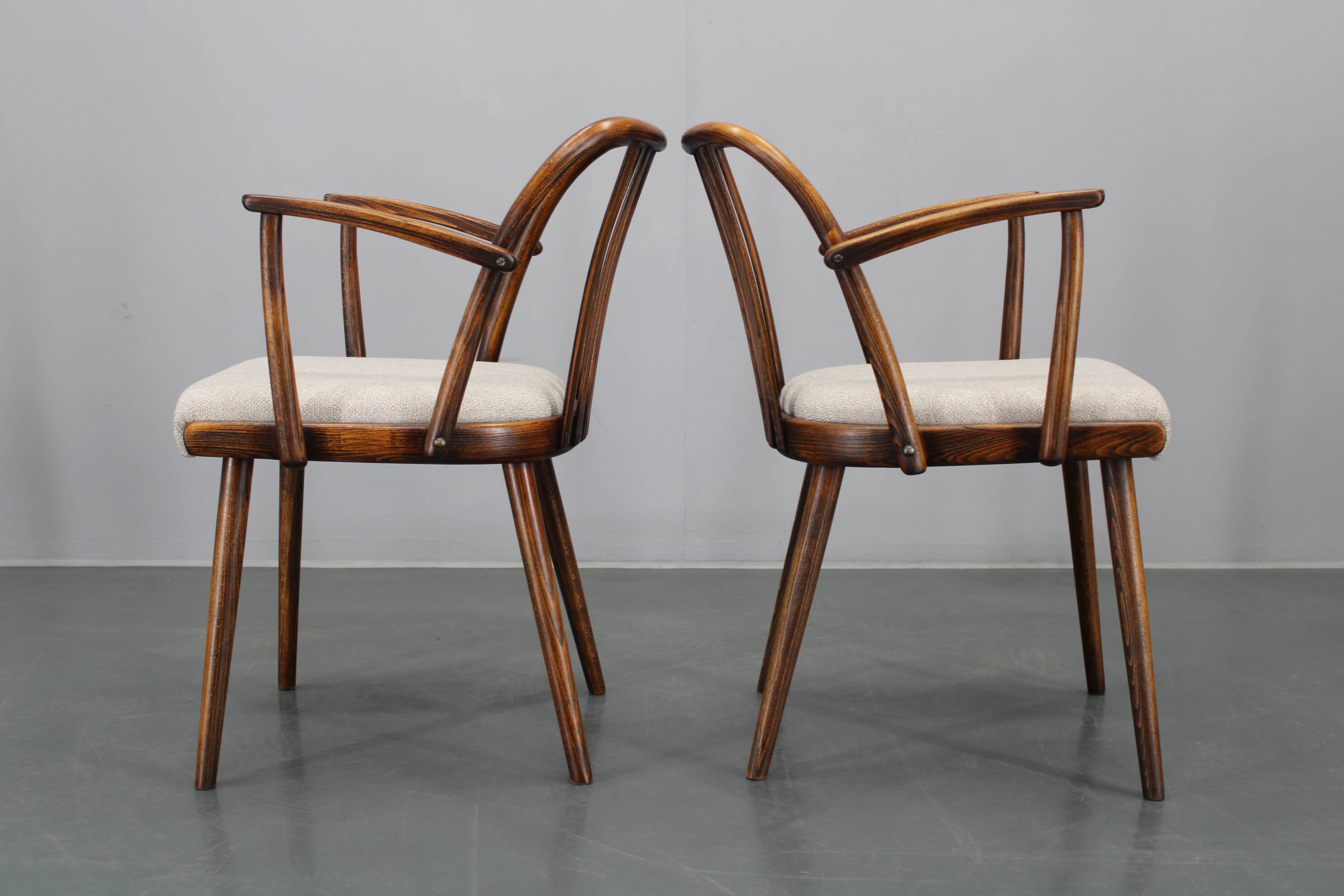 1960s Antonin Suman Set of Six Beech Dining Chairs, Restored