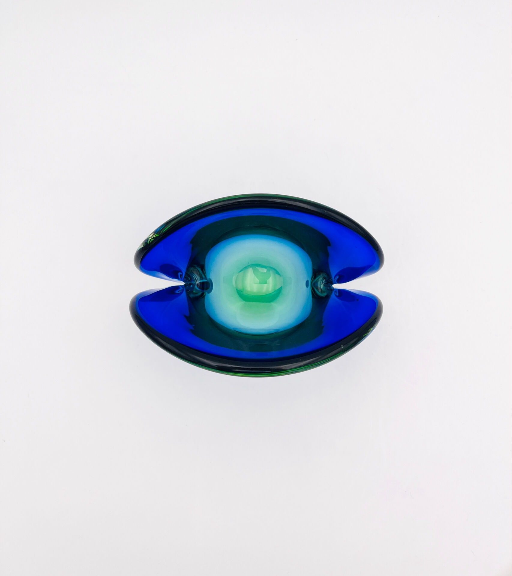 Murano Ashtray Flavio Poli Sommerso Blue Green Design 50s