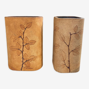 Vases en céramique Leduc empreinte végétale