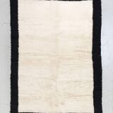 Moroccan Berber rug Beni Ouarain ecru and black 3x2.02m