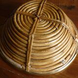 Bauhaus DLG rattan and brass bowl by Italian Gabriella Crespi