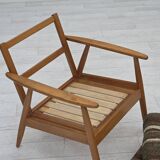 1970s, Danish armchair, beech wood, furniture wool fabric.