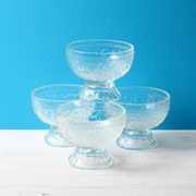 Set of 4 Vintage Pressed Glass Dessert Bowls Cibulak by Pavel Panek / 1977