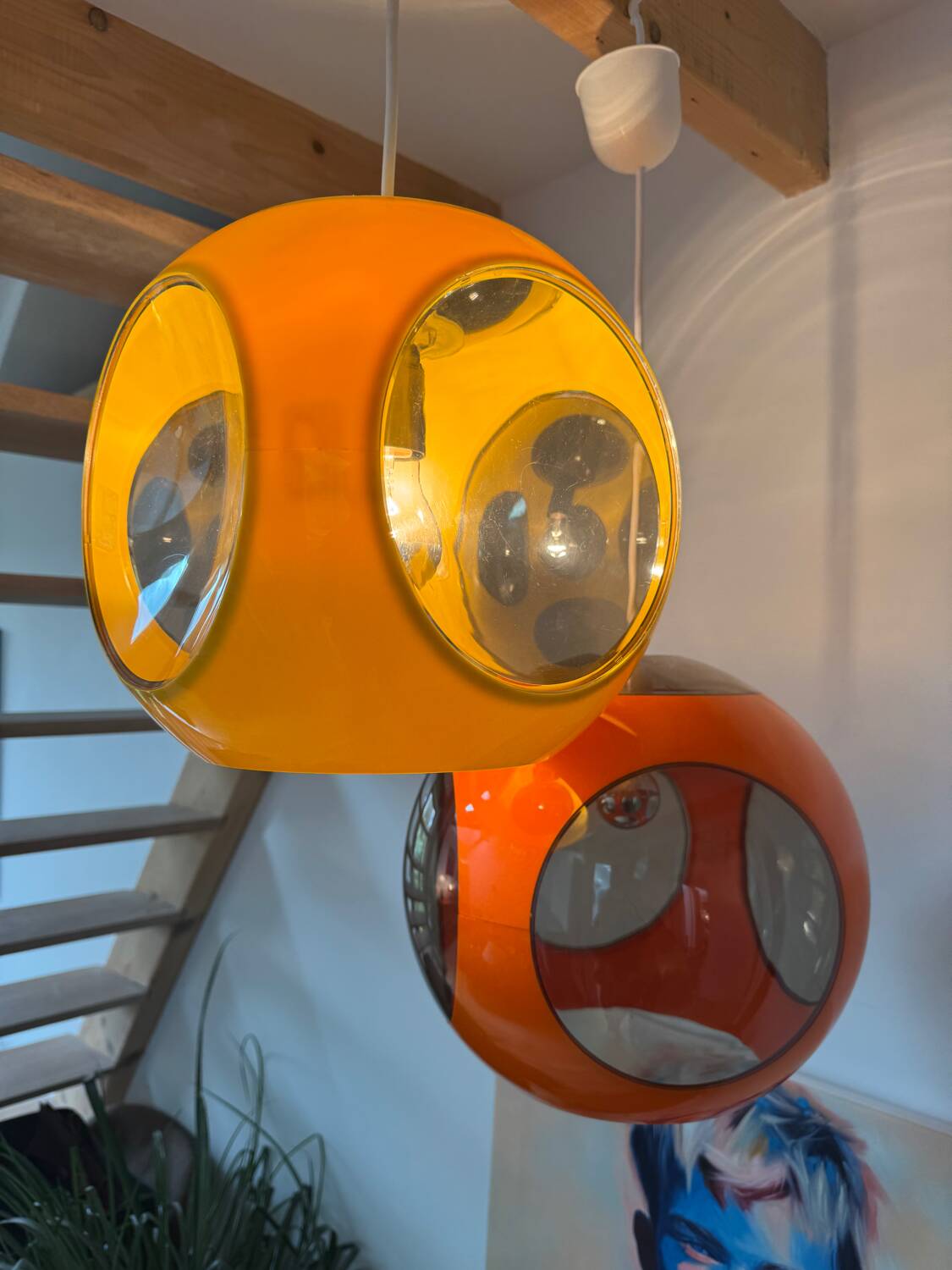 Yellow UFO Space Age suspension attributed to Luigi Colani, 1970s.