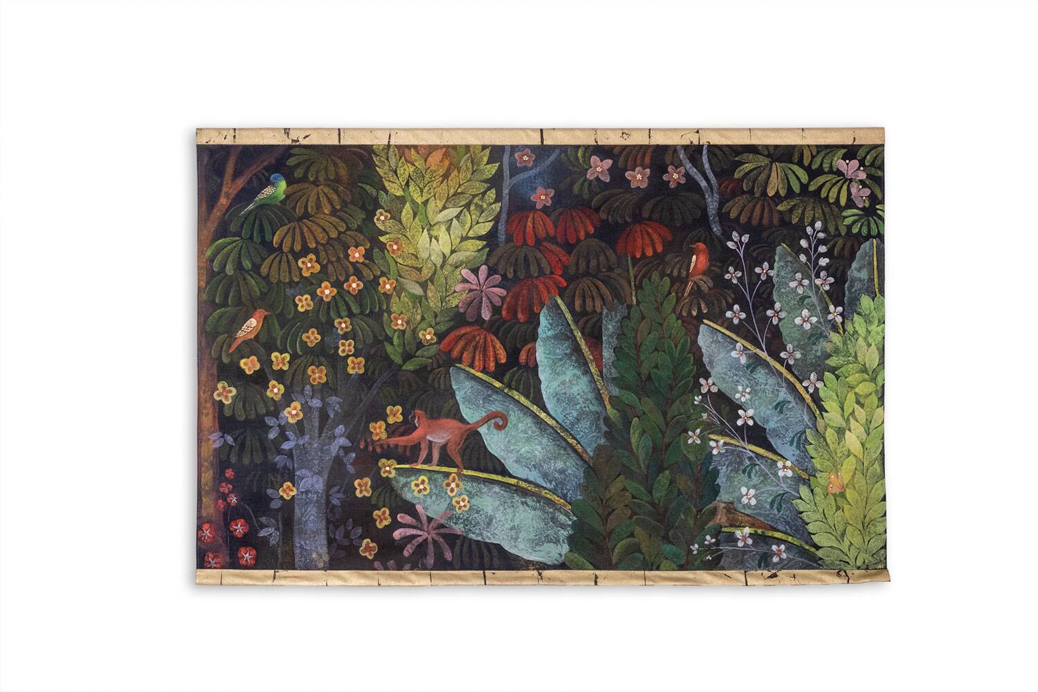 Painted canvas depicting lush nature. Contemporary work.