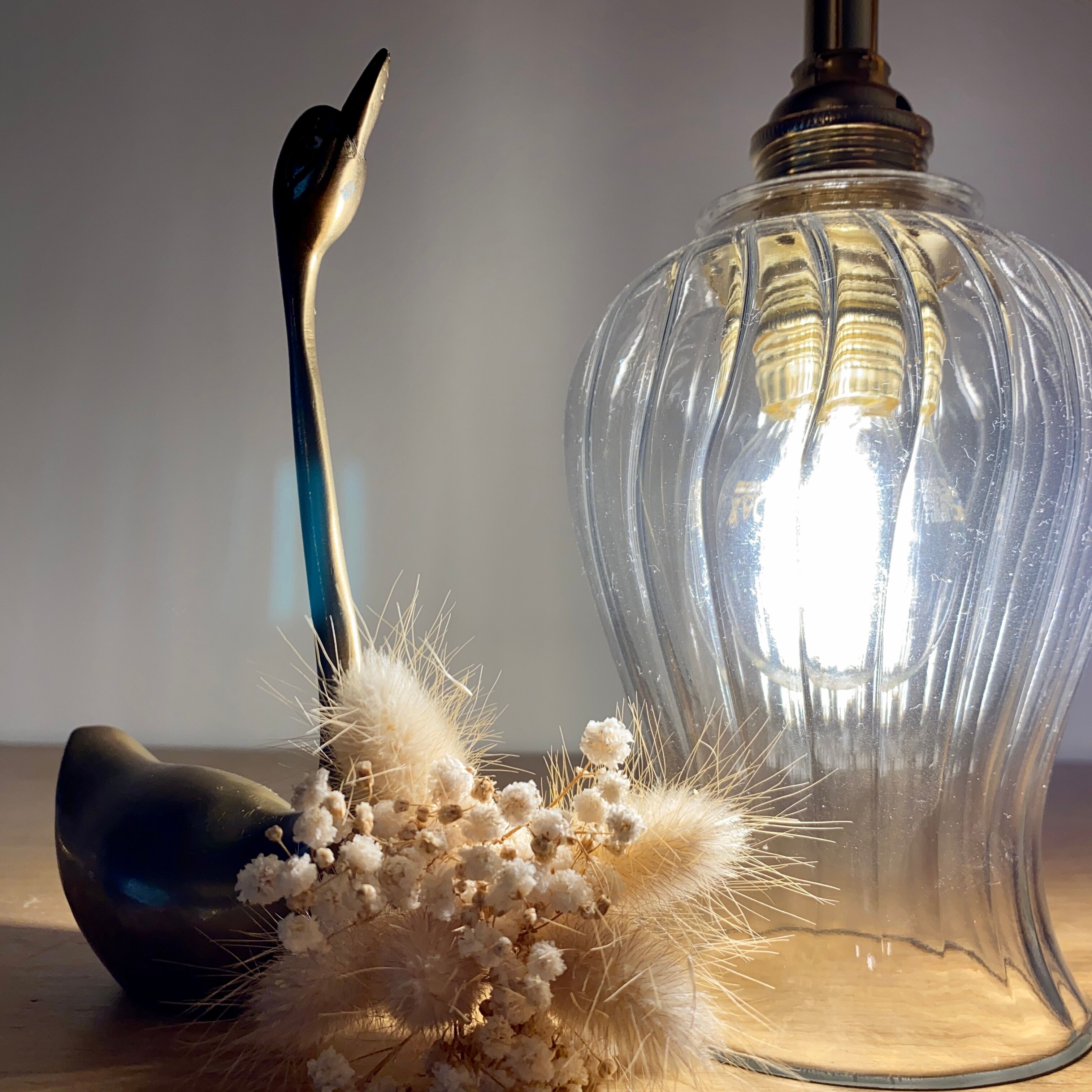 Vintage glass tulip lamp