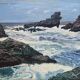 Tableau HSP "Belle-Ile - cave of the apothecary" Marine signed 1960