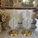 Paire de lampes métal doré et verre texturé, Mirasluz, 70’s
