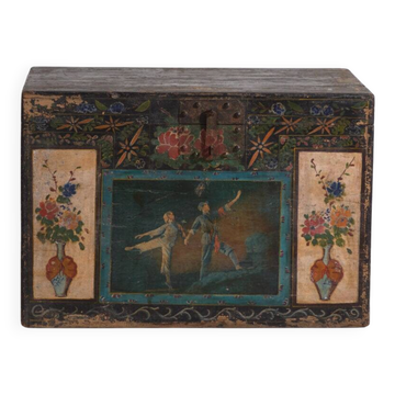 Antique Chinese chest painted in pine wood – China, circa 1900