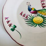 Pair of plates Les Islettes with bouquet and peacock