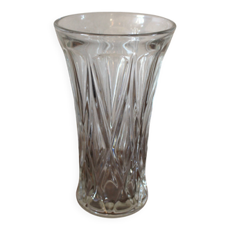 Cut glass vase, flared, vintage triangles and diamonds