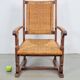 Modern Dutch Brutalist Armchair in Rush and Oak, 1950s