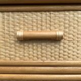 Vintage rattan and woven wicker chest of drawers 1970