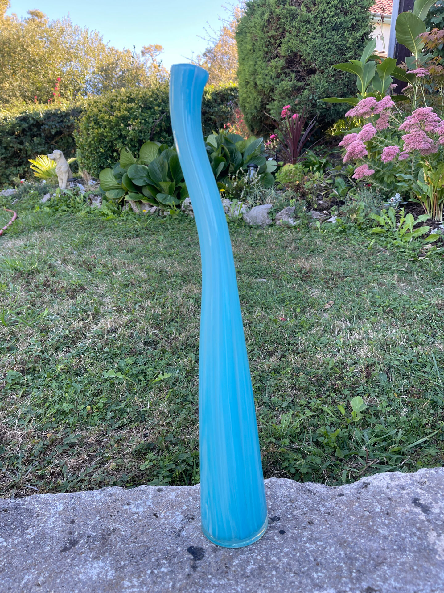 Large Murano vase in turquoise glass – 53 cm – Vintage