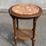 Oval Louis XVI gueridon carved in solid cherry wood with pink marble.