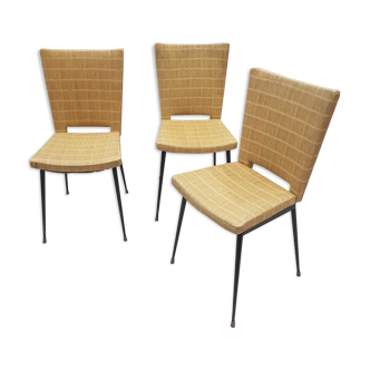 Set of three skai and metal chairs 50/60