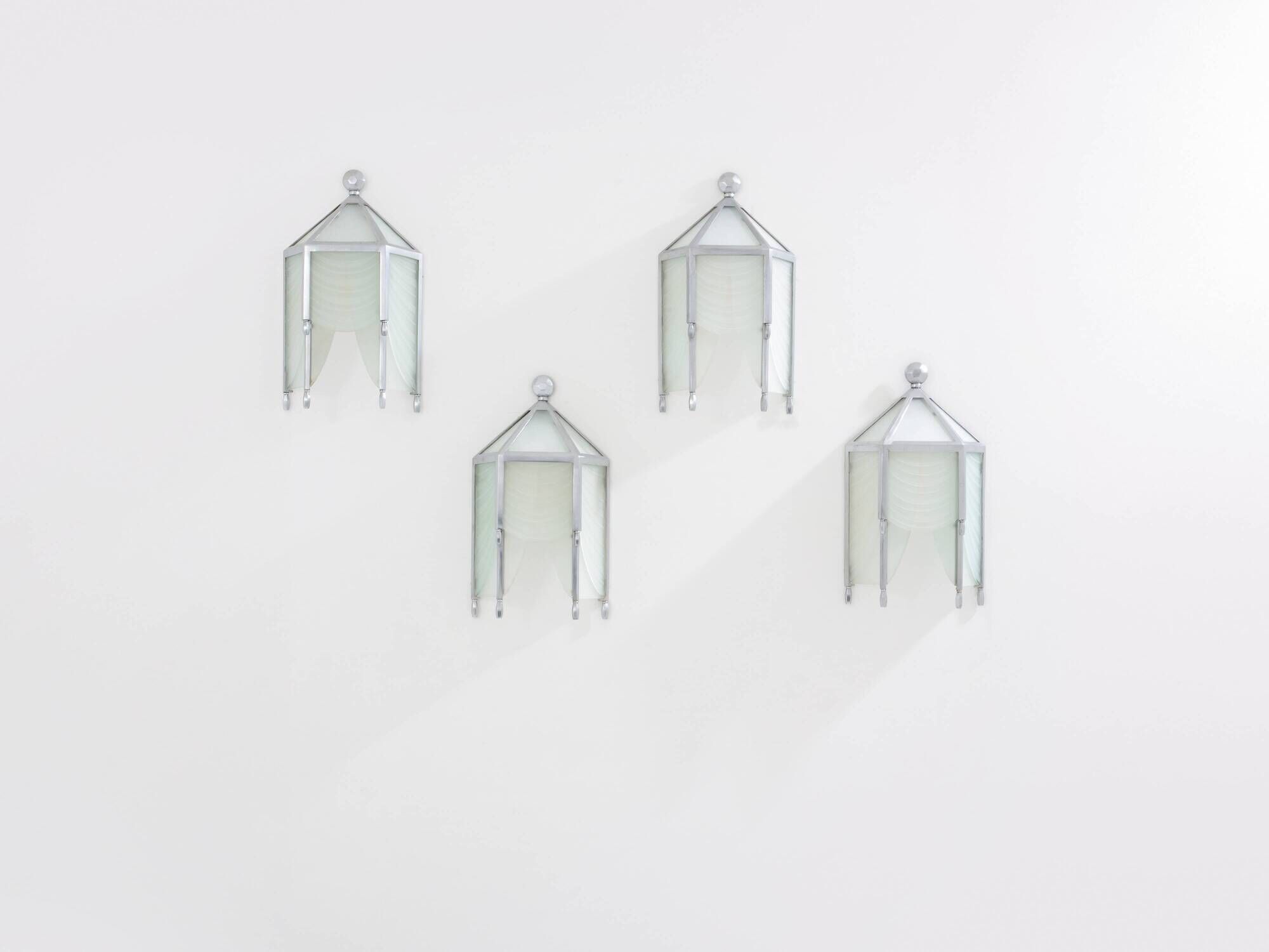 Set of 4 Jean Perzel wall lights in cut glass from Saint Gobain circa 1930